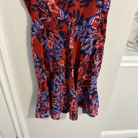 Rebecca Taylor Blue Red Floral Silk Mini Dress 4 - Picture 16 of 16